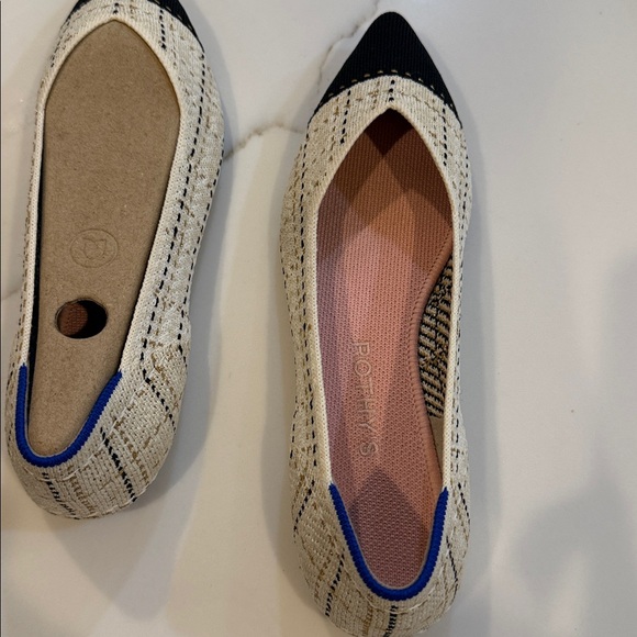 Rare retired Tuxedo Rothy's Cream tweed with black toe the Pointe II Flats 7.5 - Picture 7 of 9